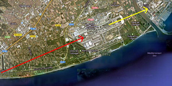 Configuraci� pistes �nica principal (07L-25R) en configuraci� EST de l'aeroport de Barcelona-El Prat